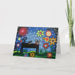 VOLKSKUNST Katze mit Haltung DURCH LORI-Grußkarte Karte