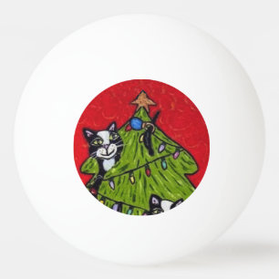 Volkskunst-Katzen-Weihnachtsbaum Tischtennisball
