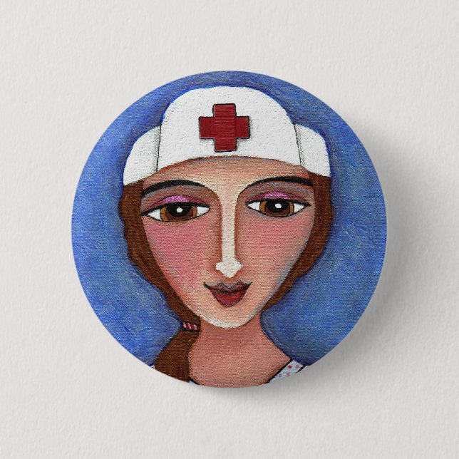 Volkskunst-Krankenschwester - Button (Vorderseite)