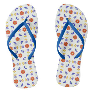 Volkskunst-NeonBlumen-geometrisches Muster Flip Flops
