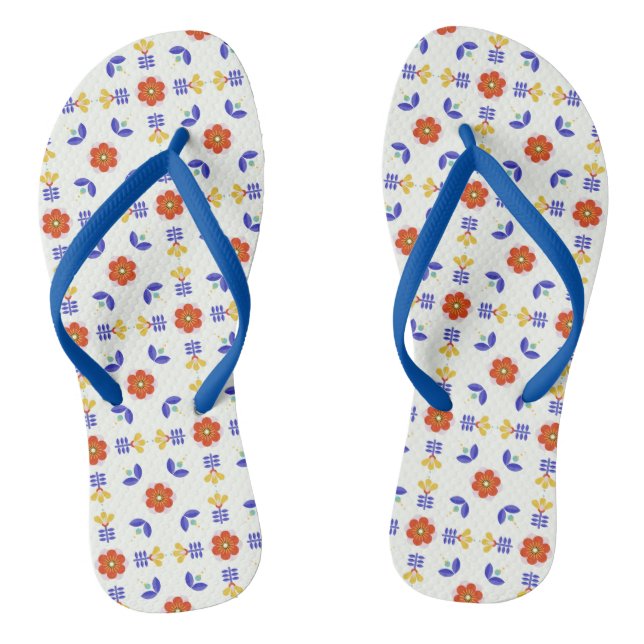 Volkskunst-NeonBlumen-geometrisches Muster Flip Flops (Fußbett)