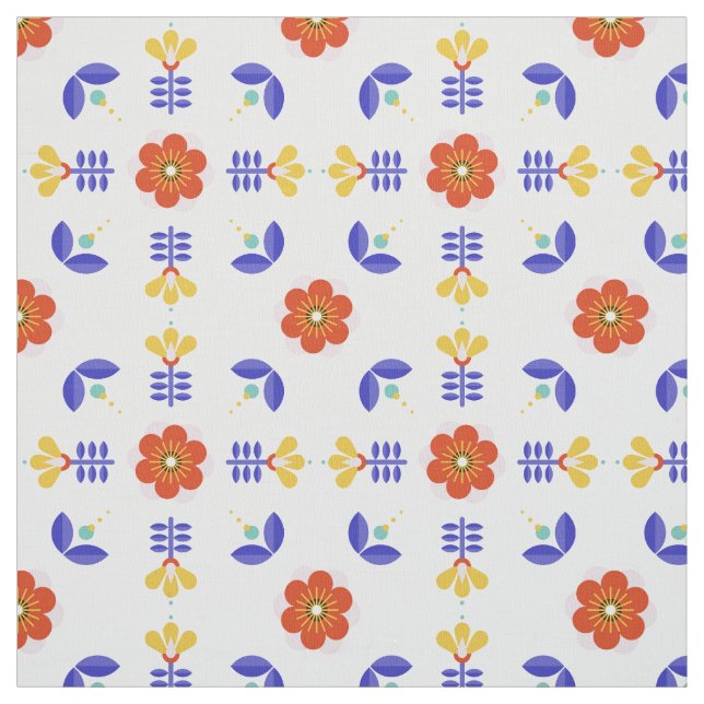 Volkskunst-NeonBlumen-geometrisches Muster Stoff (Muster)
