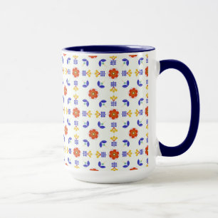 Volkskunst-NeonBlumen-geometrisches Muster Tasse