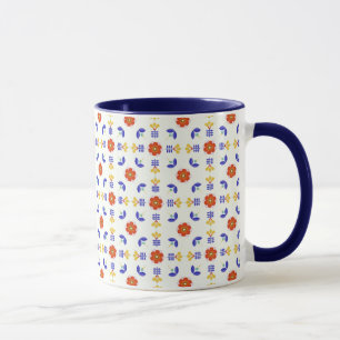Volkskunst-NeonBlumen-geometrisches Muster Tasse