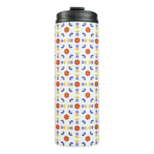 Volkskunst-NeonBlumen-geometrisches Muster Thermosbecher