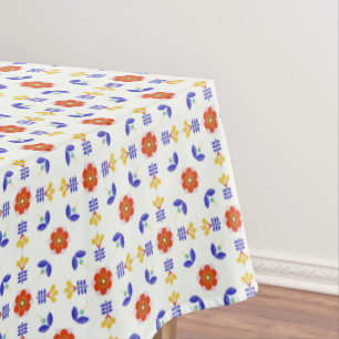 Volkskunst-NeonBlumen-geometrisches Muster Tischdecke
