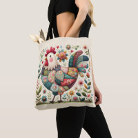 Volkskunst-Patchwork-Hahn mit floralen Akzenten