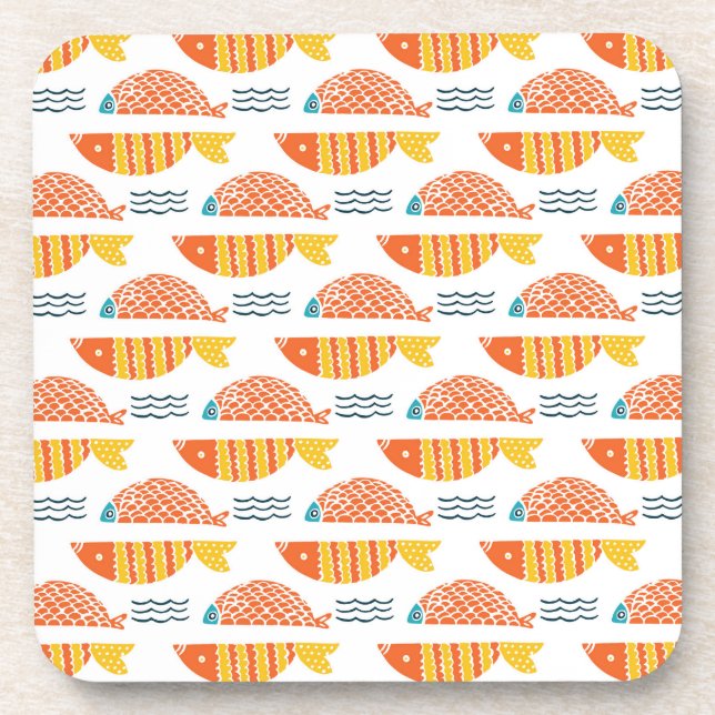 Volkskunst-Schwimmen-Fisch-Muster Getränkeuntersetzer (Vorderseite)