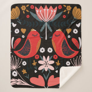 Volkskunst skandinavisches farbiges Muster mit Flo Sherpadecke