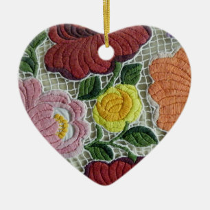Volkskunst-Stickerei-Blumen Keramikornament