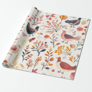 Volkskunst Truthähne – Naturinspirierter Herbst 2 Geschenkpapier