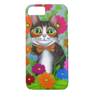 Volkskunst Whimsikkatze und Blume Case-Mate iPhone Hülle