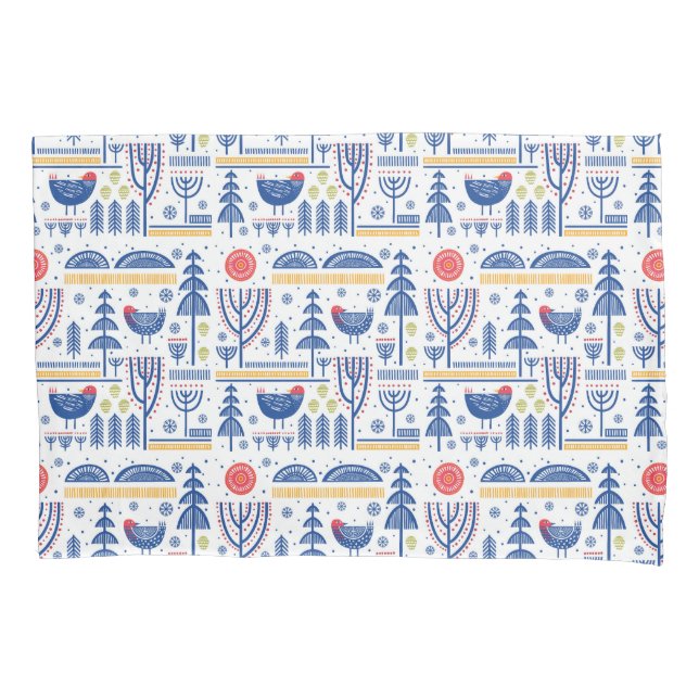 Volkskunst-Winter-Vogel-Muster Kissenbezug (Vorderseite-Links)