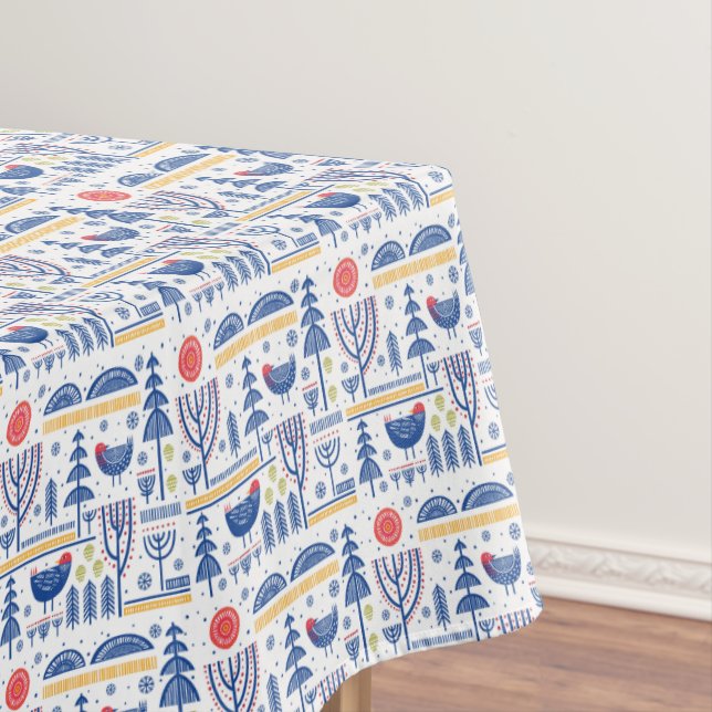 Volkskunst-Winter-Vogel-Muster Tischdecke (Beispiel)