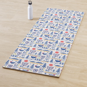 Volkskunst-Winter-Vogel-Muster Yogamatte