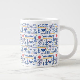Volkskunst-Wintervogel-Muster Jumbo-Tasse