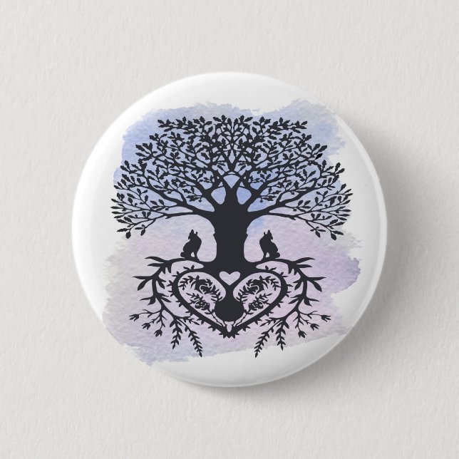 Volkskunstbaum des Lebens Button (Vorderseite)
