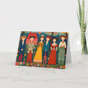 Volkskunstdorf und Menschen zum Geburtstag Karte