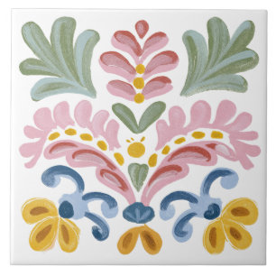 Volkskunstgarten Aquarell Fliese