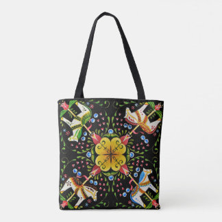 Volkskunstpferde mit Blumenentwurf