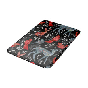 Volkskunststil-Blumenmuster-Designs Badematte