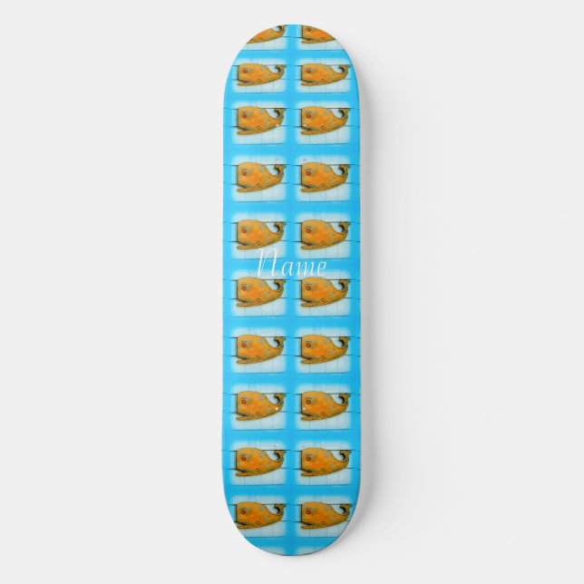 Volkskunstwale Blau Thunder_Cove Skateboard (Vorderseite)