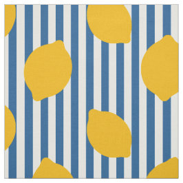 Volkslemone auf Streifen in Gold und Blau  Stoff