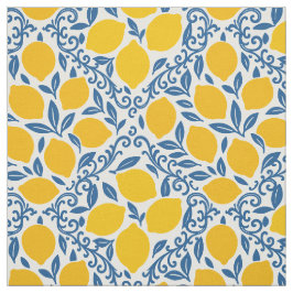 Volkslemotiv-Blockdruck in Gold und Blau  Stoff