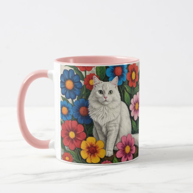 Volkslied Katzen und Blumen Tasse (Links)