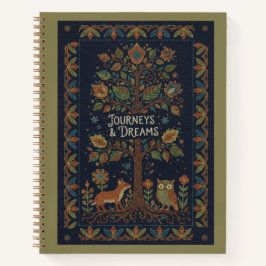 Volkslied Wald Natur, Faux-Stickerei Navy Leinen  Notizbuch