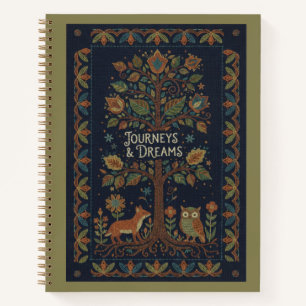 Volkslied Wald Natur, Faux-Stickerei Navy Leinen Notizbuch
