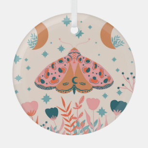 Volksmotive Schmetterlinge: Helle Vintage-Illustra Ornament Aus Glas