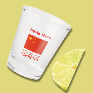 Volksrepublik China Flagge Rot Personalisiert Schnapsglas