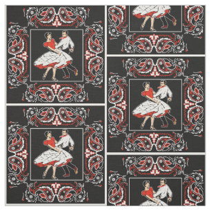 Volkstanz-Paareroter und schwarzer Bandana 2 Stoff