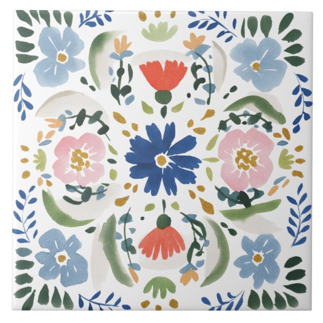 Volkstümliche Gartenaquarell Fliese (Vorderseite)