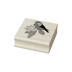 Volksvogel, Volk entwerfen Vogel, Hartriegel-Blume Gummistempel