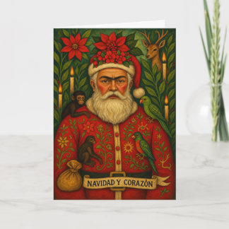 Volksweihnachtskarte mit Santa | Navidad y Corazón Feiertagskarte