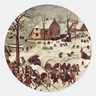 Volkszählung in Bethlehem von Bruegel D. Ä. Pieter Runder Aufkleber