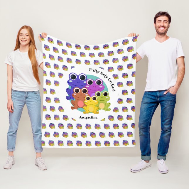 Voll auf Gott vertrauen farbenfrohe Personalisiert Fleecedecke (Beispiel)