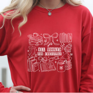 Voll ausgebucht für das Weihnachts-Rot-Langarm-T-S T-Shirt