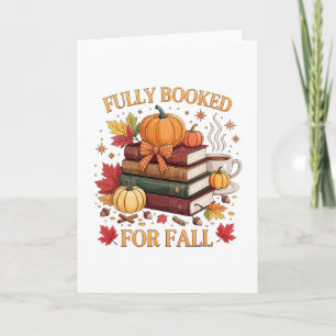 Voll gebucht für Herbstbücher Kürbis Herbst Dankfe Karte