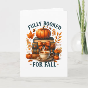 Voll gebucht für Herbstbücher Kürbis Herbst Dankfe Karte