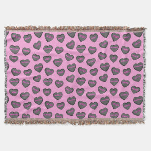 Voll Liebe Herz Muster schwarz pink Decke