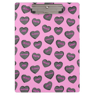 Voll Liebe Herz Muster schwarz pink Klemmbrett
