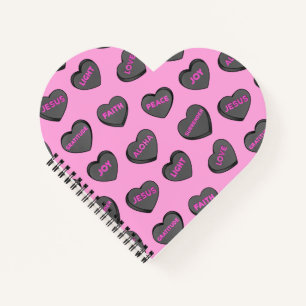 Voll Liebe Herz Muster schwarz pink Notizbuch