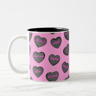 Voll Liebe Herz Muster schwarz pink Zweifarbige Tasse