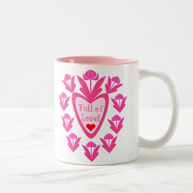 Voll Liebe Herz und Blume Tasse (Rechts)