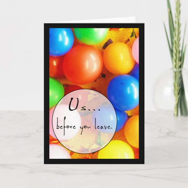 Voll- und Deflationsballon-Ruhestand oder Moving C Dankeskarte (Vorderseite)