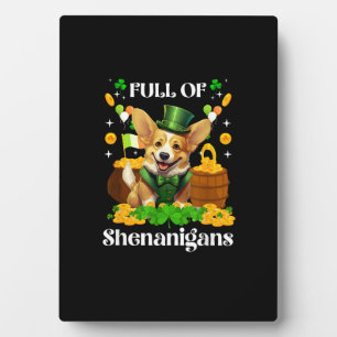 Voll von Shenanigans Corgi St Patrick's Day Hund T Fotoplatte