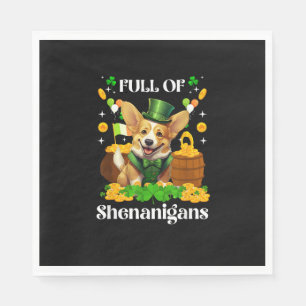 Voll von Shenanigans Corgi St Patrick's Day Hund T Serviette